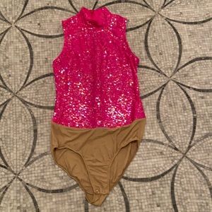 Pink sequin bodysuit